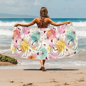 Clock butterfly pattern Beach Towel