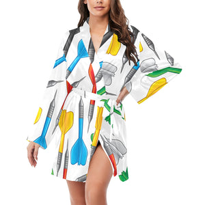 Darts Pattern Print Design 03 Women's Long Sleeve Belted Night Robe