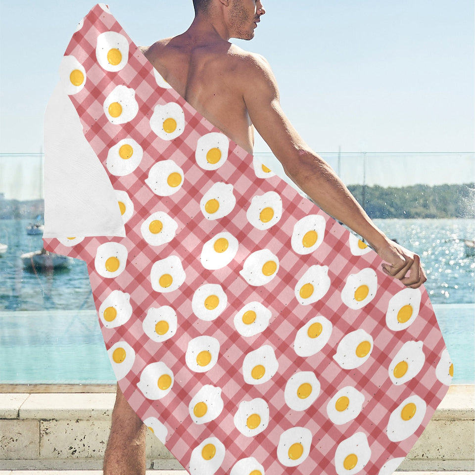 Fried Eggs Pattern Print Design 03 Beach Towel