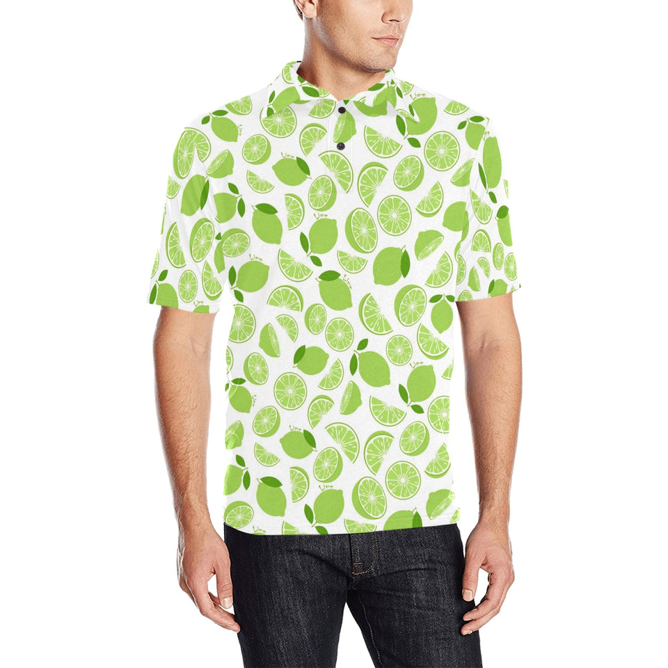 Lime design pattern Men's All Over Print Polo Shirt
