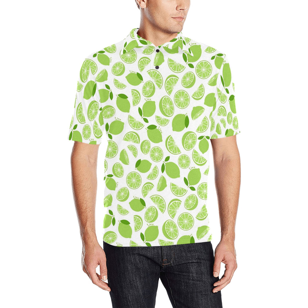 Lime design pattern Men's All Over Print Polo Shirt