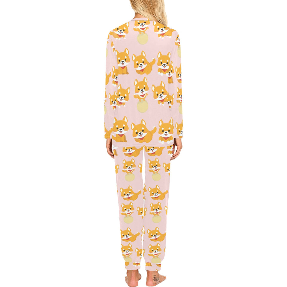Cute shiba inu dog pattern Women's All Over Print Pajama Set