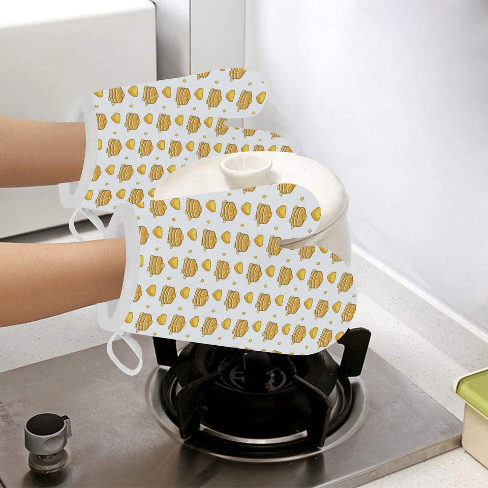 Pancake Pattern Print Design 03 Heat Resistant Oven Mitts