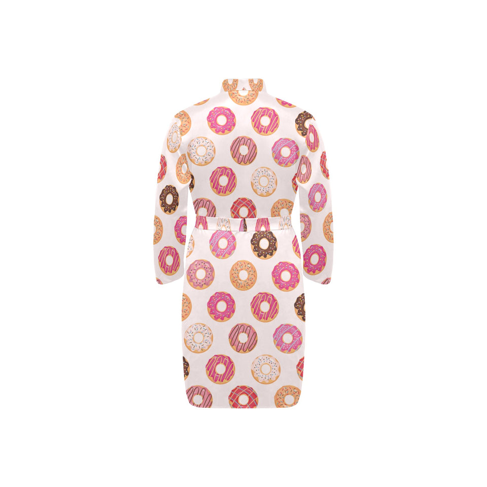 Colorful donut pattern Men's Long Sleeve Belted Night Robe