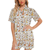 Giraffe Pattern Print Design 04 Women's V-Neck Short Pajama Set