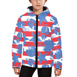 American football ball star stripes pattern Kids' Boys' Girls' Padded Hooded Jacket