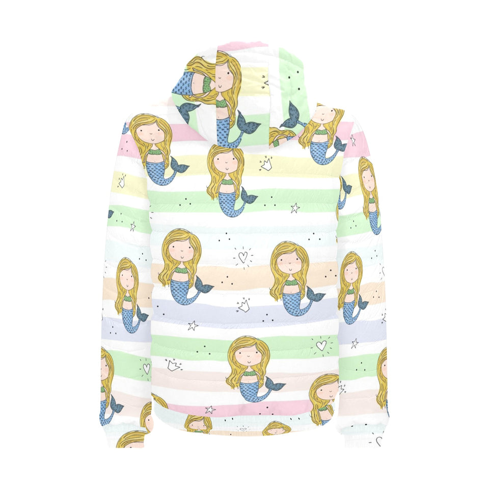 Cute hand drawn mermaid Men's Padded Hooded Jacket