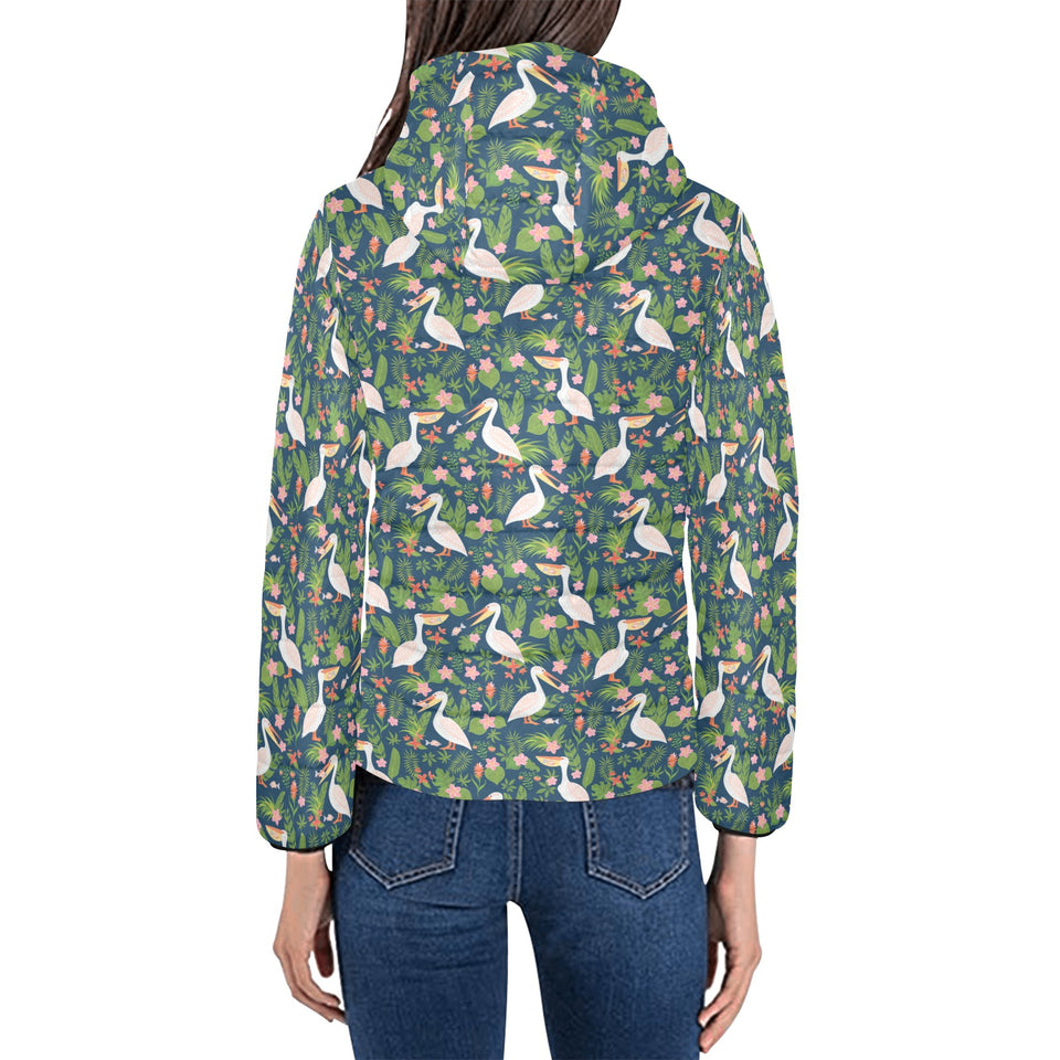 Pelican Pattern Print Design 05 Women's Padded Hooded Jacket