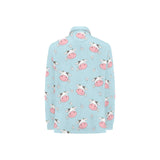 Cute cow flower pattern Women's Long Sleeve Polo Shirt