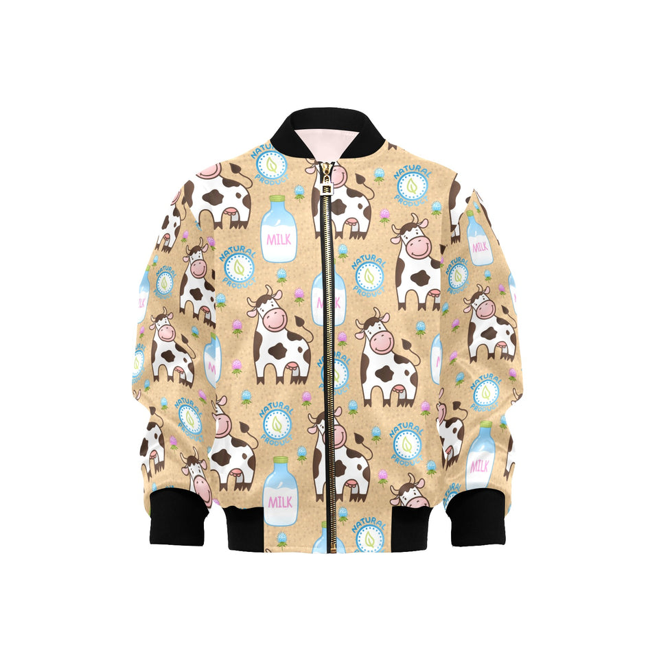 Cow bottle of milk pattern Kids' Boys' Girls' Bomber Jacket