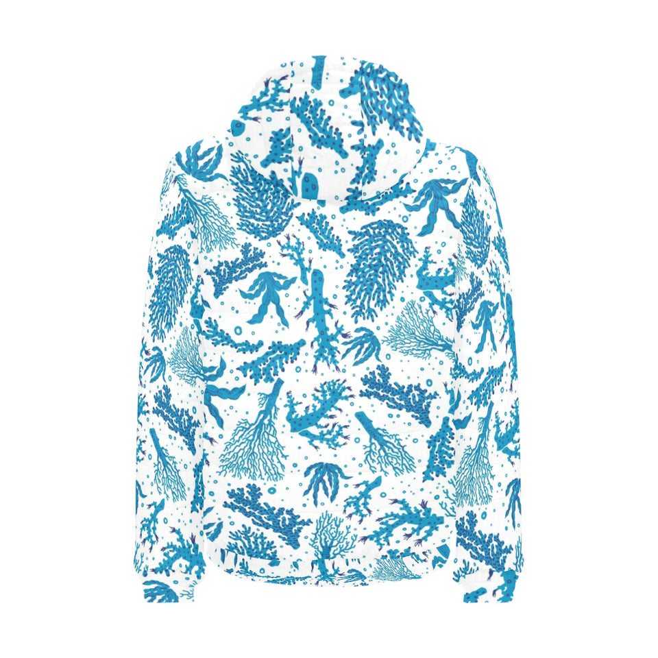 Coral Reef Pattern Print Design 01 Men's Padded Hooded Jacket