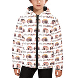 Camper Van Pattern Print Design 01 Kids' Boys' Girls' Padded Hooded Jacket