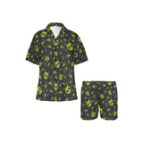 Alien Pattern Print Design 02 Women's V-Neck Short Pajama Set