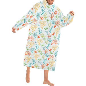 Coral Reef Pattern Print Design 02 Blanket Robe with Sleeves