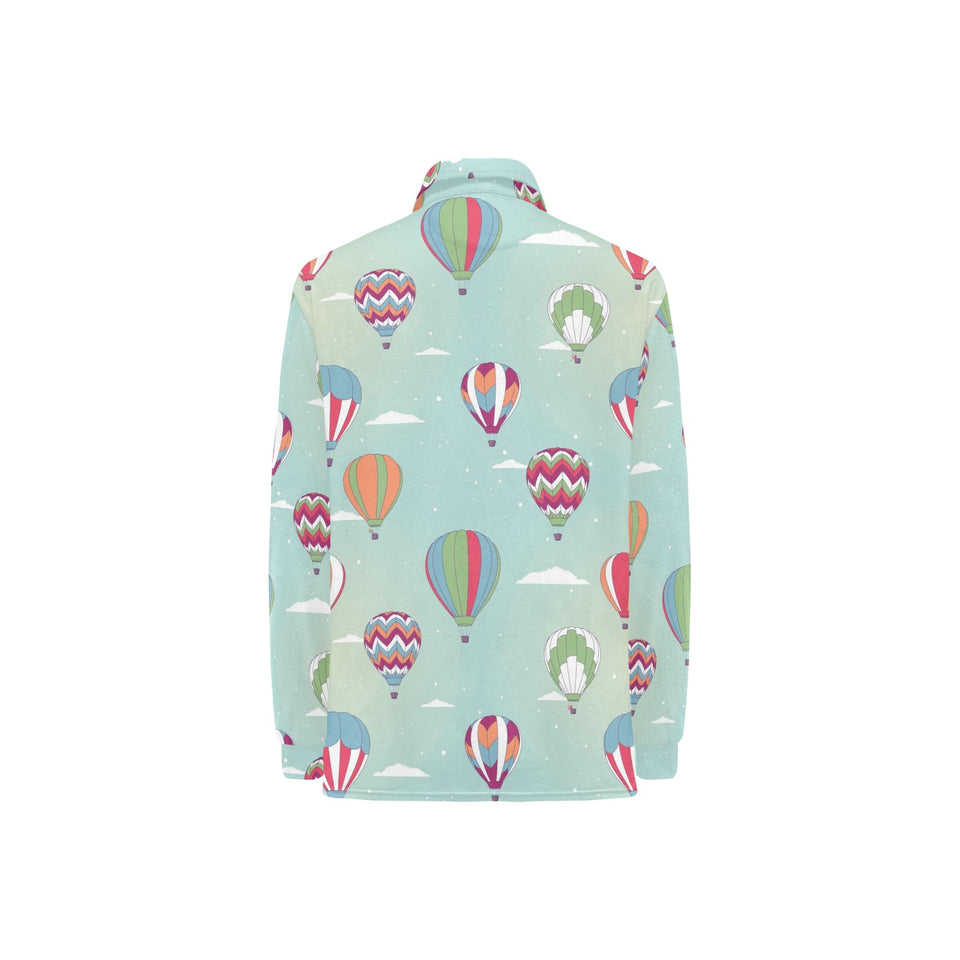 Hot Air Balloon design Pattern Women's Long Sleeve Polo Shirt