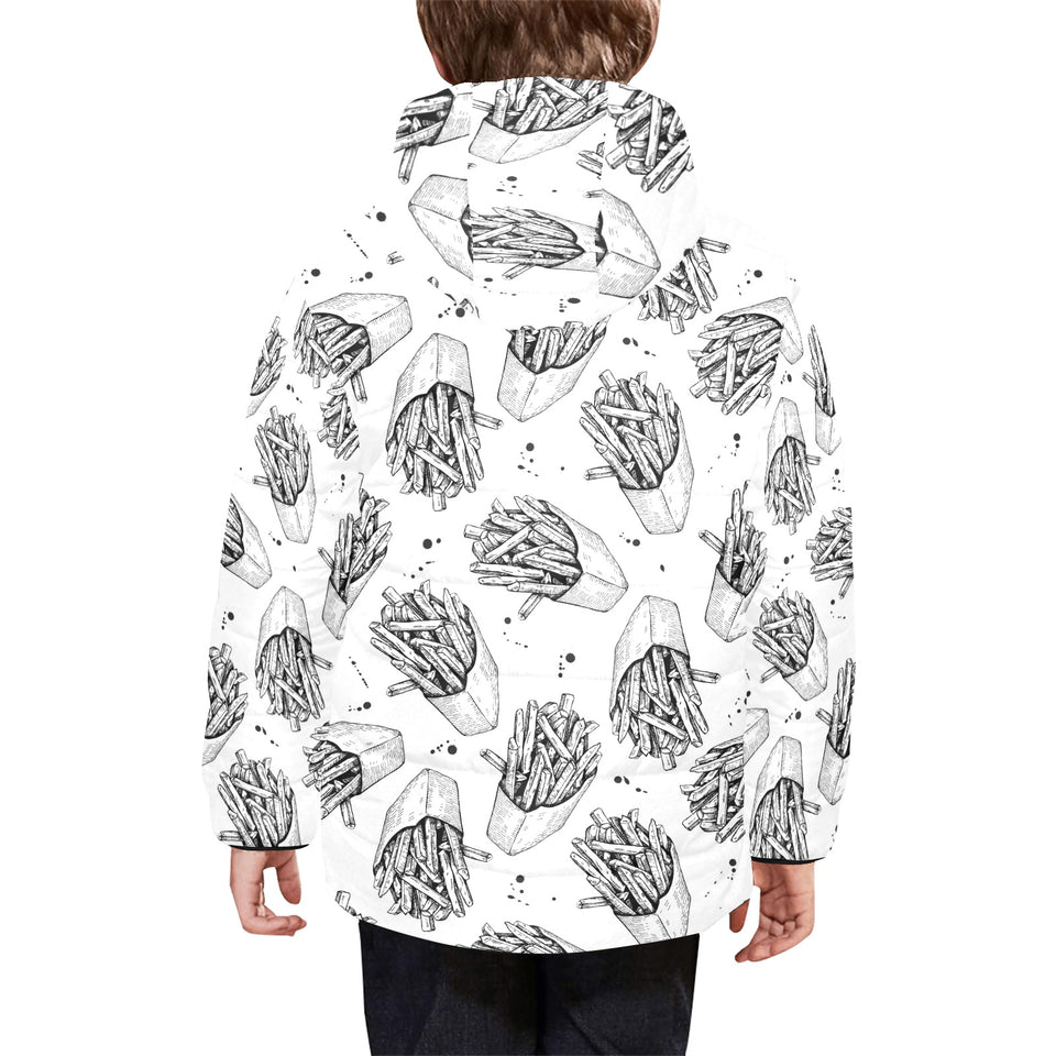 Hand drawn french fries pattern Kids' Boys' Girls' Padded Hooded Jacket