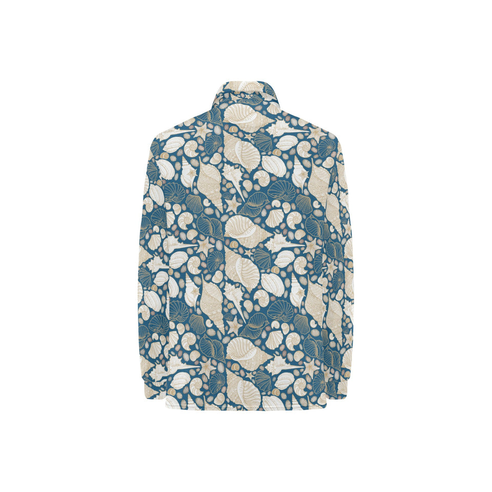 Sea turtle Polynesian Tribal design pattern Women's Long Sleeve Polo Shirt