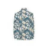 Sea turtle Polynesian Tribal design pattern Women's Long Sleeve Polo Shirt