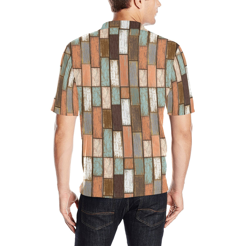 Wood Printed Pattern Print Design 02 Men's All Over Print Polo Shirt