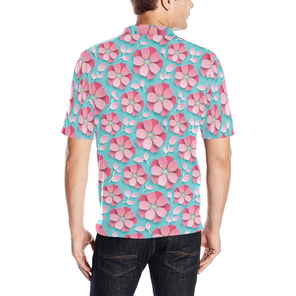 3D sakura cherry blossom pattern Men's All Over Print Polo Shirt