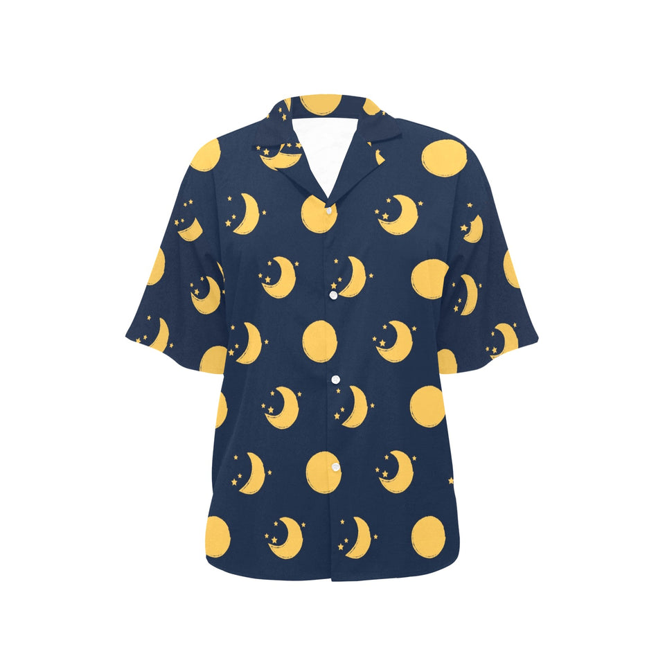 Moon star pattern Women's All Over Print Hawaiian Shirt