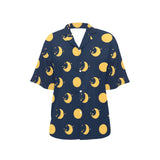 Moon star pattern Women's All Over Print Hawaiian Shirt