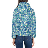 blueberry design pattern Women's Padded Hooded Jacket