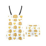 Pancake Pattern Print Design 03 Chest Sexy Pleated Two Piece Swim Dress