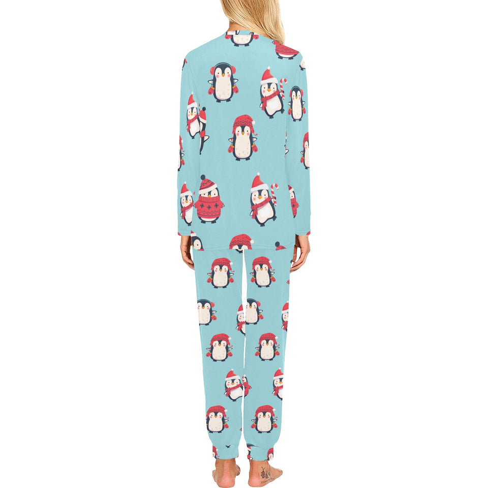 Cute penguin christmas design pattern Women's All Over Print Pajama Set