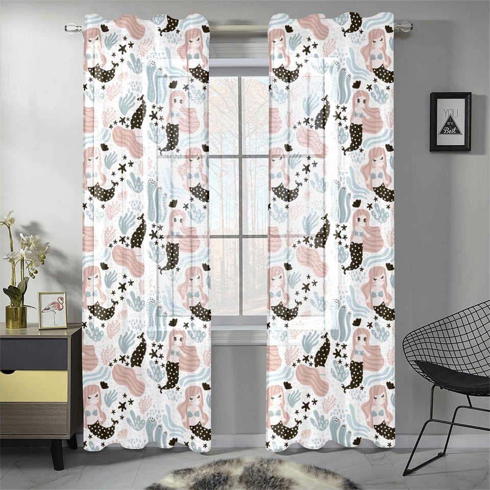 cute mermaid pattern Gauze Curtain