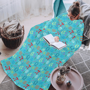 Math Pattern Print Design 02 Blanket Robe with Sleeves