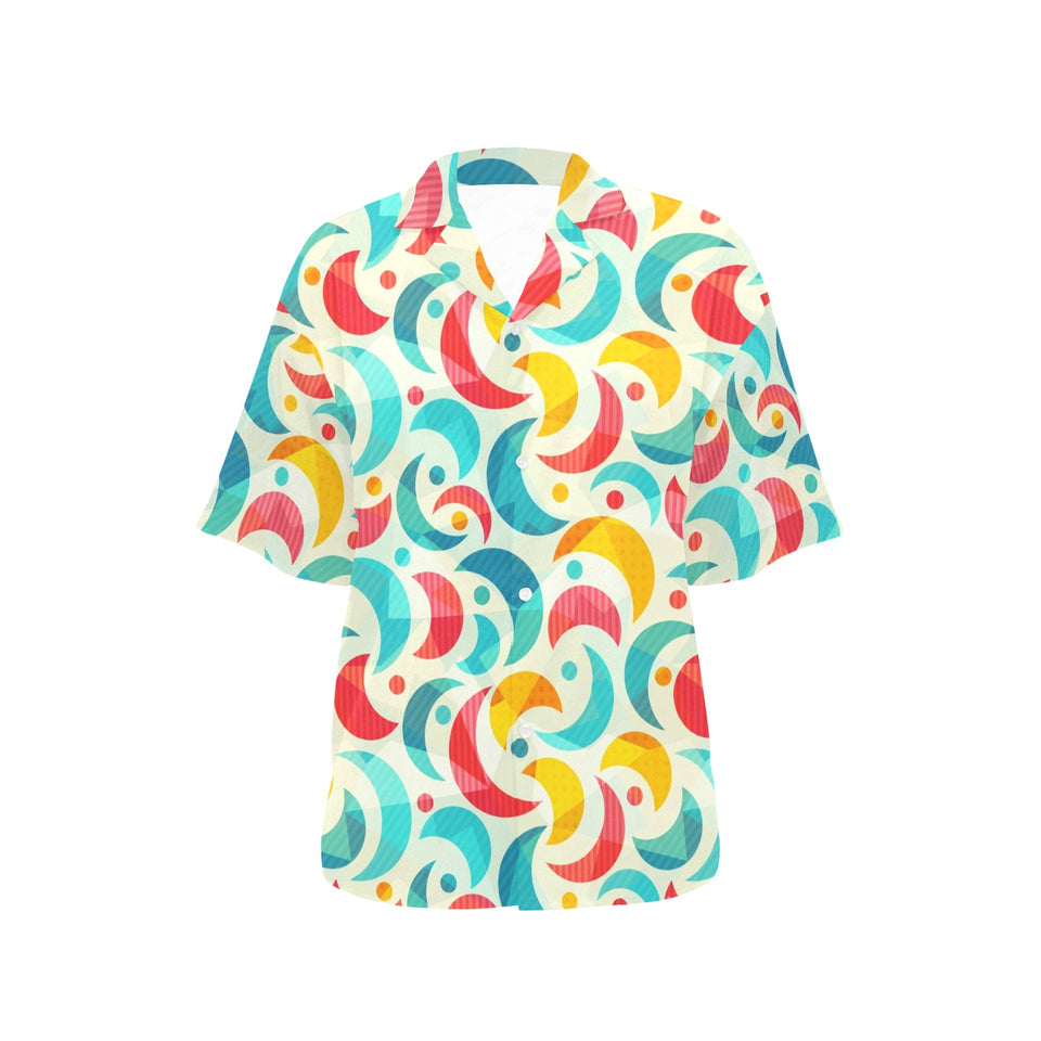 Colorful moon pattern Women's All Over Print Hawaiian Shirt