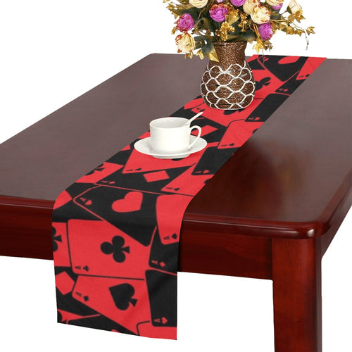 Casino Cards Suits Pattern Print Design 02 Table Runner