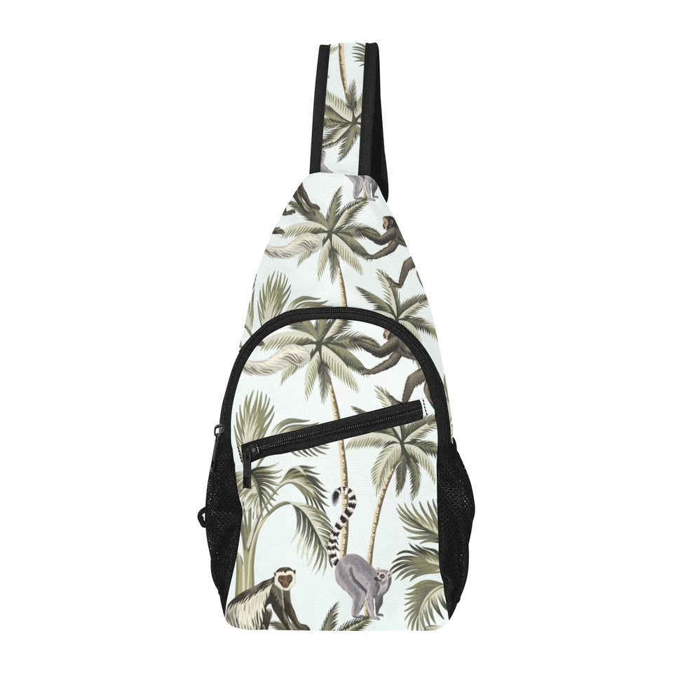 Monkey sloth lemur palm trees pattern All Over Print Chest Bag