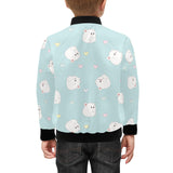 White cute hamsters heart pattern Kids' Boys' Girls' Bomber Jacket