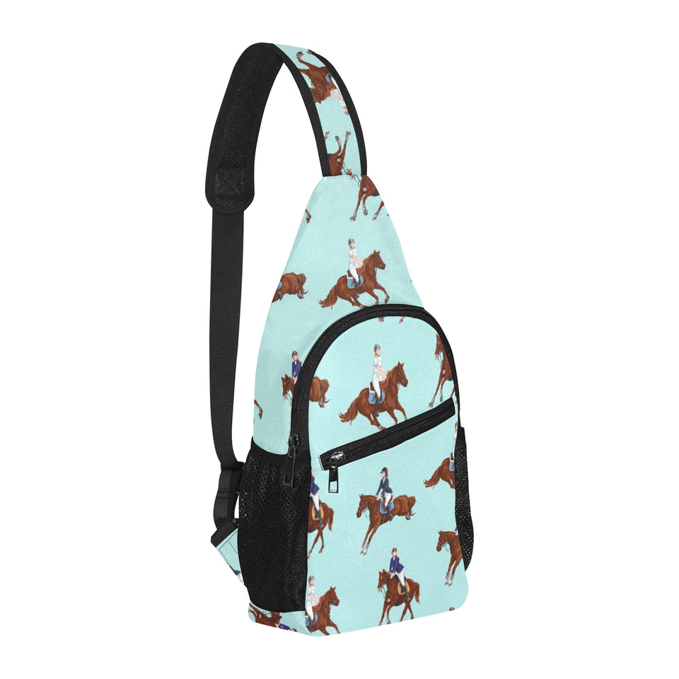 Horses running horses rider pattern All Over Print Chest Bag