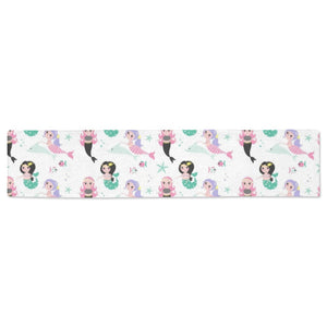 cute mermaid dolphin fish starfish pattern Table Runner