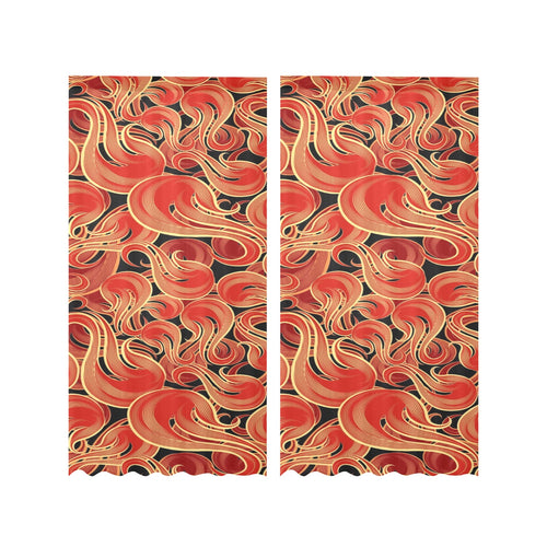 Fire flame pattern Gauze Curtain