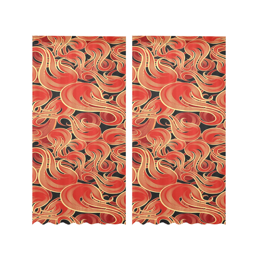 Fire flame pattern Gauze Curtain