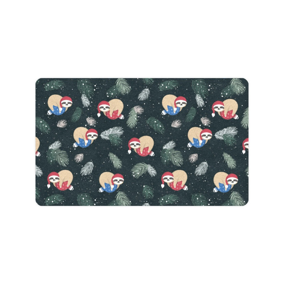 Cute sloths sleeping christmas ball santa hat patt Doormat