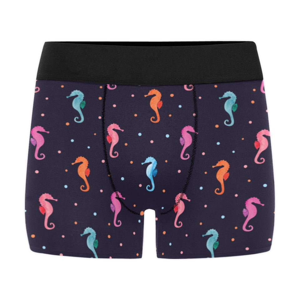 Watercolor colorful seahorse pattern Men's All Over Print Boxer Briefs Men's Underwear