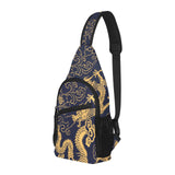 Gold dragon pattern All Over Print Chest Bag