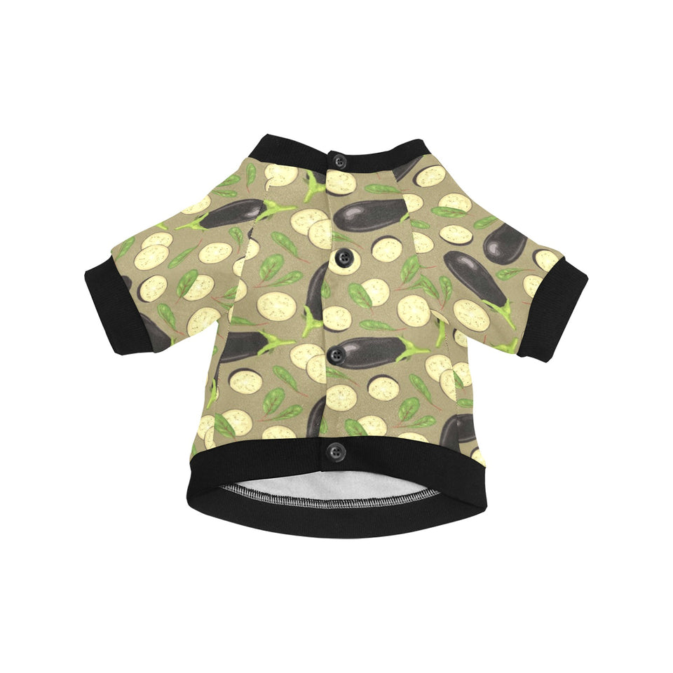 Eggplant Pattern Print Design 02 All Over Print Pet Dog Round Neck Fuzzy Shirt