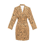 Bengal tigers pattern Women's Long Sleeve Belted Night Robe