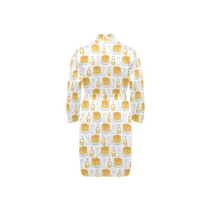 Pancake Pattern Print Design 05 Men's Long Sleeve Belted Night Robe