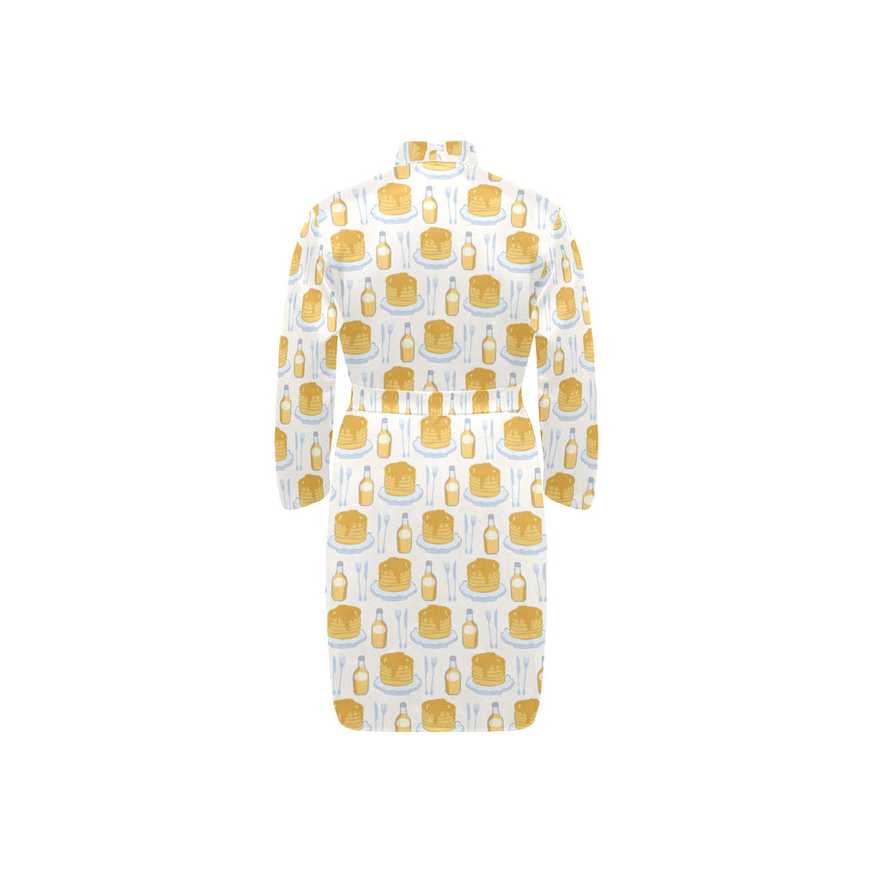 Pancake Pattern Print Design 05 Men's Long Sleeve Belted Night Robe