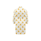 Pancake Pattern Print Design 05 Men's Long Sleeve Belted Night Robe