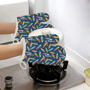 Surfboard Pattern Print Design 01 Heat Resistant Oven Mitts