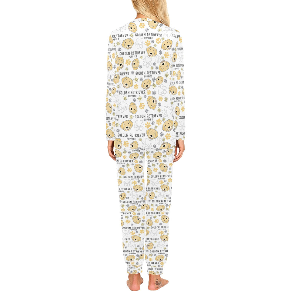 Golden Retriever Pattern Print Design 04 Women's All Over Print Pajama Set