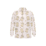 cute owl leaf Men's Long Sleeve Polo Shirt